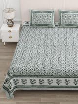 Floral Print Cotton Double King Bedsheet with 2 Pillow Covers