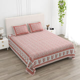 Floral Print Cotton Double King Bedsheet with 2 Pillow Covers