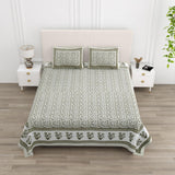 Floral Print Cotton Double King Bedsheet with 2 Pillow Covers