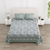 Floral Print Cotton Double King Bedsheet with 2 Pillow Covers