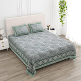 Floral Print Cotton Double King Bedsheet with 2 Pillow Covers