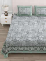 Floral Print Cotton Double King Bedsheet with 2 Pillow Covers