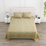 Floral Print Cotton Double King Bedsheet with 2 Pillow Covers