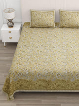 Floral Print Cotton Double King Bedsheet with 2 Pillow Covers