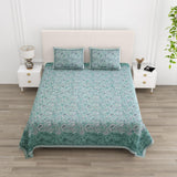Floral Print Cotton Double King Bedsheet with 2 Pillow Covers