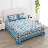 Floral Print Cotton Double King Bedsheet with 2 Pillow Covers