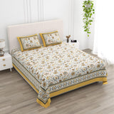Floral Print Cotton Double King Bedsheet with 2 Pillow Covers