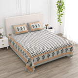 Floral Print Cotton Double King Bedsheet with 2 Pillow Covers