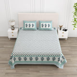 Floral Print Cotton Double King Bedsheet with 2 Pillow Covers