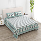 Floral Print Cotton Double King Bedsheet with 2 Pillow Covers