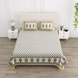 Floral Print Cotton Double King Bedsheet with 2 Pillow Covers