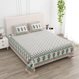 Floral Print Cotton Double King Bedsheet with 2 Pillow Covers