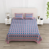 Floral Print Cotton Double King Bedsheet with 2 Pillow Covers