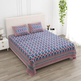 Floral Print Cotton Double King Bedsheet with 2 Pillow Covers