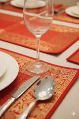 Banarasi Table Set with 1 Runner, 6 mats and 6 coasters