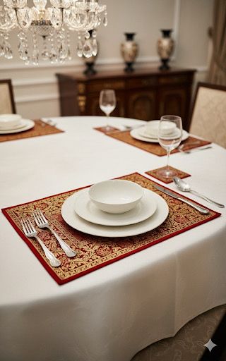 Banarasi Table Set with 1 Runner, 6 mats and 6 coasters