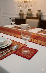 Banarasi Table Set with 1 Runner, 6 mats and 6 coasters