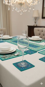 Banarasi Table Set with 1 Runner, 6 mats and 6 coasters
