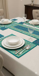 Banarasi Table Set with 1 Runner, 6 mats and 6 coasters