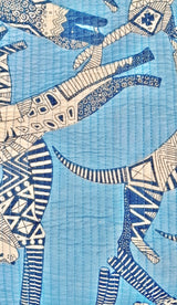 Handblock Printed Quilted Tote Bag with concealed zip ( 17x18x 6 inches)