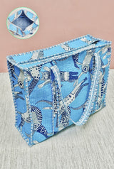 Handblock Printed Quilted Tote Bag with concealed zip ( 17x18x 6 inches)