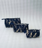 Set of 3 cosmetic bag/pouches with waterproof lining