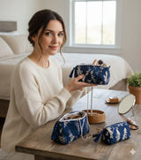 Set of 3 cosmetic bag/pouches with waterproof lining