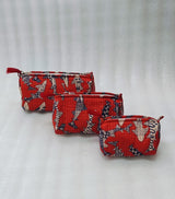 Set of 3 cosmetic bag/pouches with waterproof lining