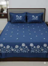 Embroidered Bedsheet Set with 2 Quilted Pillow Covers (108 × 108)