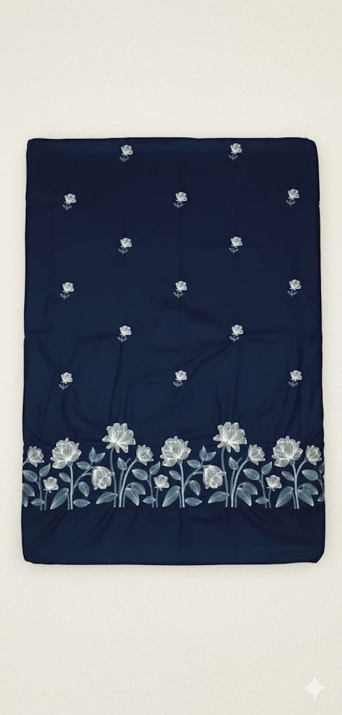 Embroidered Bedsheet Set with 2 Quilted Pillow Covers (108 × 108)