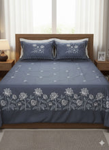 Embroidered Bedsheet Set with 2 Quilted Pillow Covers (108 × 108)