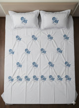 Embroidered Bedsheet Set with 2 Quilted Pillow Covers (108 × 108)