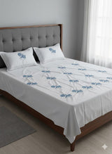 Embroidered Bedsheet Set with 2 Quilted Pillow Covers (108 × 108)