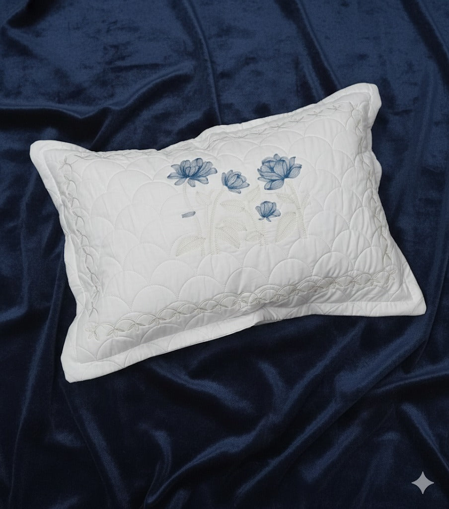 Embroidered Bedsheet Set with 2 Quilted Pillow Covers (108 × 108)