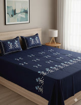 Embroidered Bedsheet Set with 2 Quilted Pillow Covers (108 × 108)