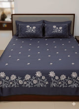 Embroidered Bedsheet Set with 2 Quilted Pillow Covers (108 × 108)