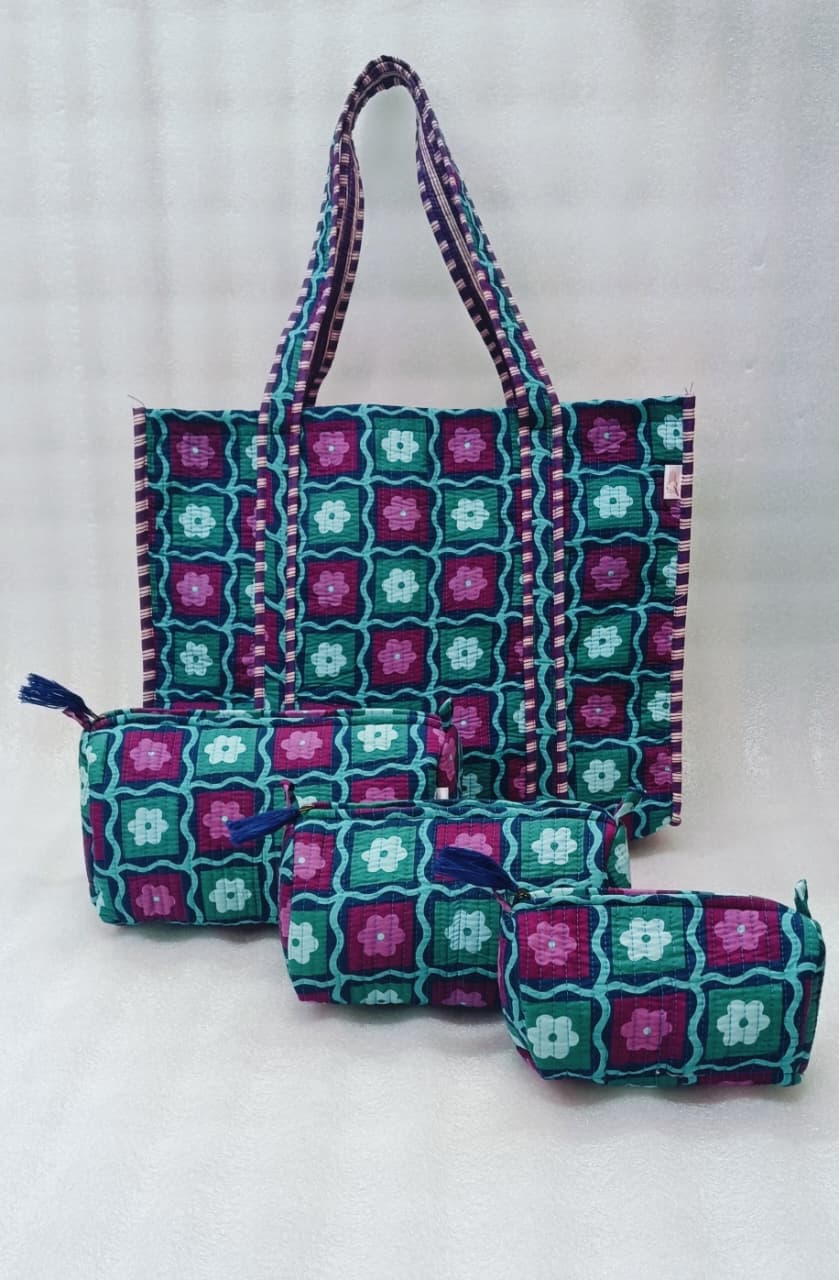 Tote Bag with set of 3 Pouches