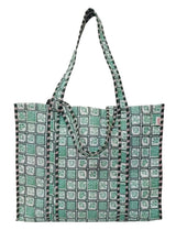 Handblock Printed Quilted Tote Bag without zip/button 17x18x 6 inches