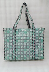 Handblock Printed Quilted Tote Bag without zip/button 17x18x 6 inches