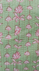 Handblock Printed Quilted Tote Bag without zip/button 17x18x 6 inches