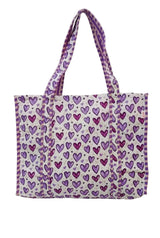 Handblock Printed Quilted Tote Bag without zip/button 17x18x 6 inches