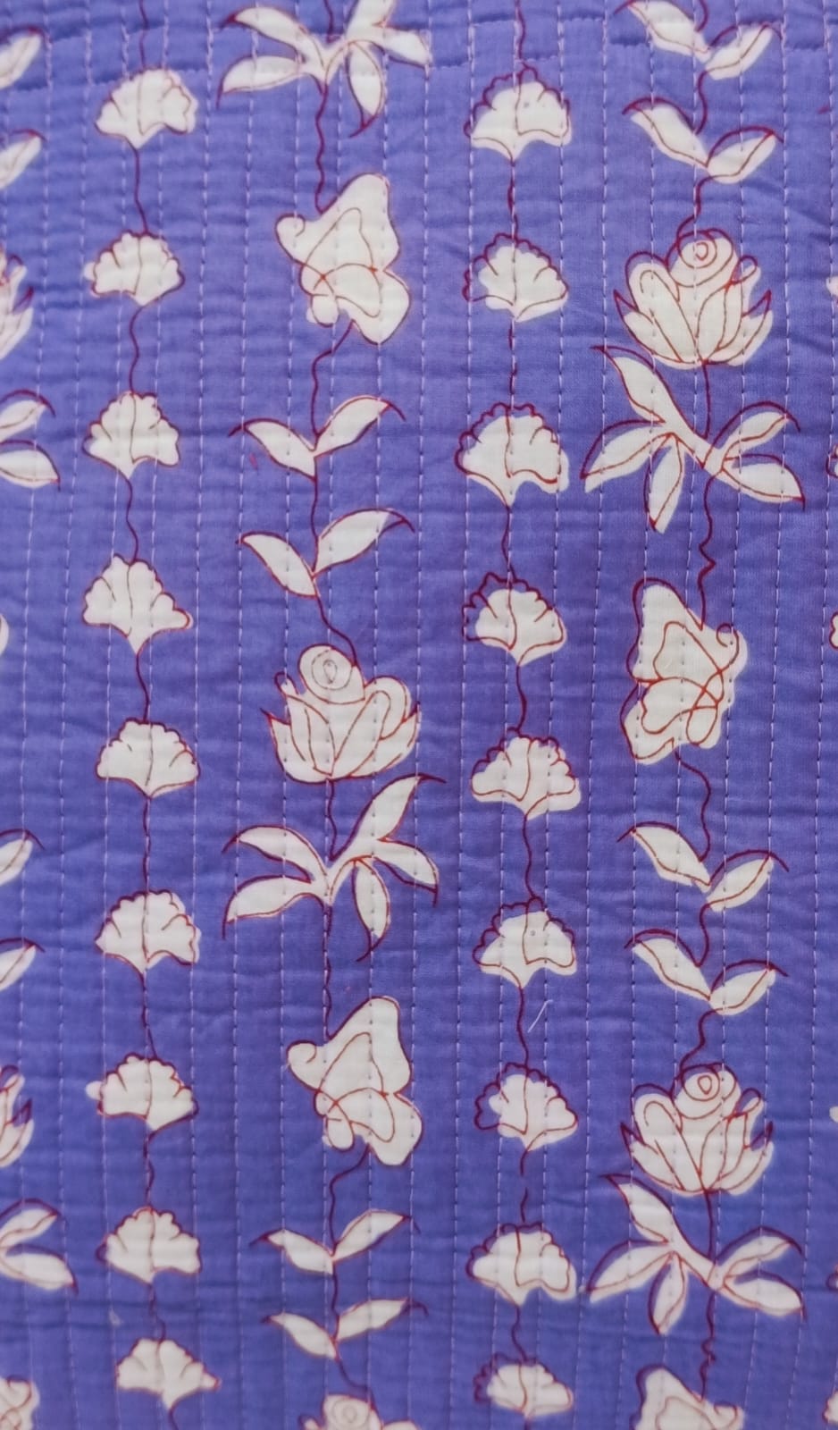 Handblock Printed Quilted Tote Bag without zip/button 17x18x 6 inches