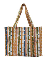 Handblock Printed Quilted Tote Bag without zip/button 17x18x 6 inches