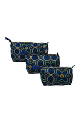 Set of 3 cosmetic bag/pouches with waterproof lining