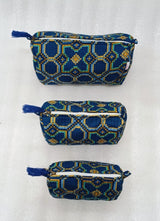 Set of 3 cosmetic bag/pouches with waterproof lining