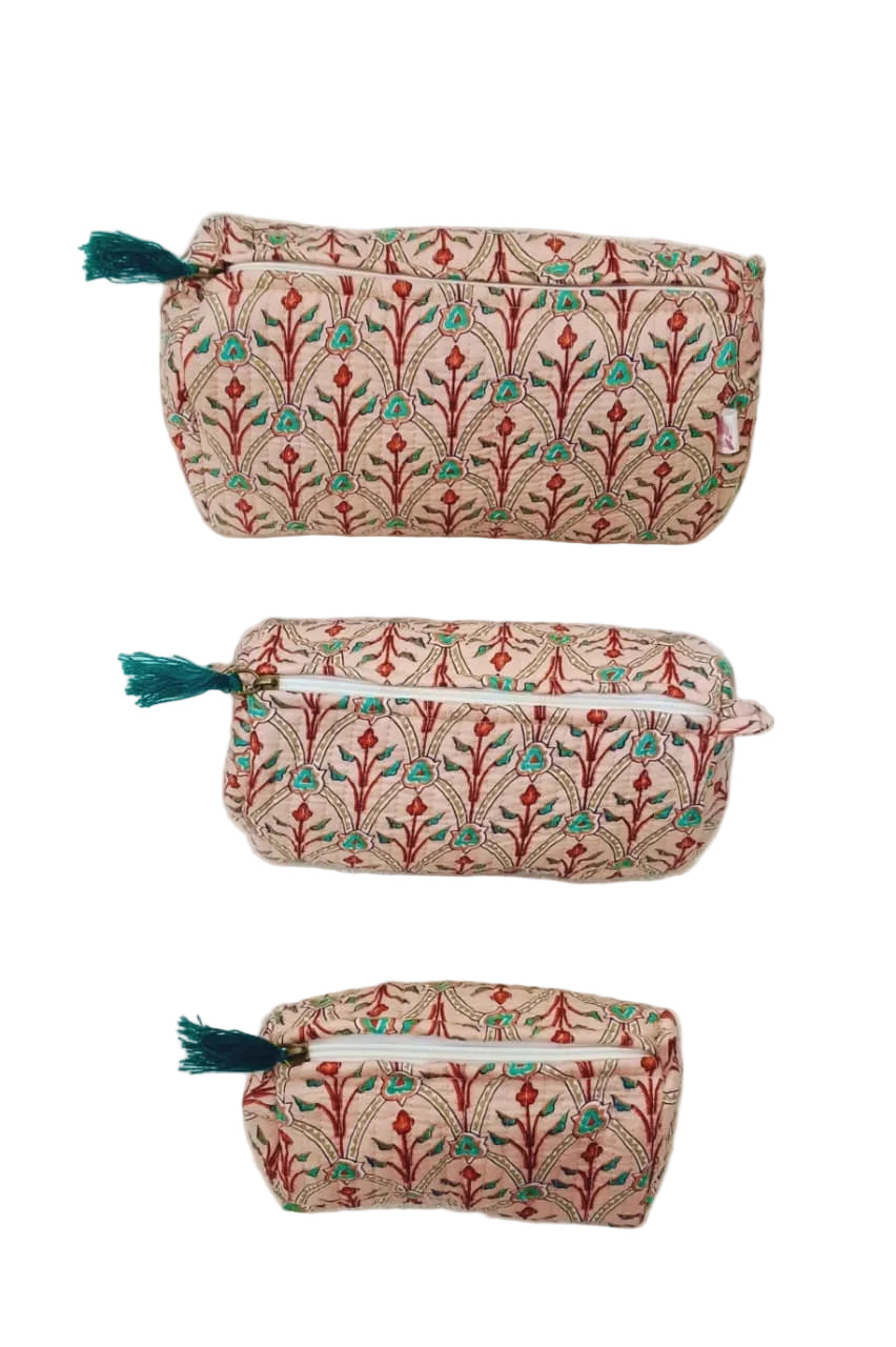 Set of 3 cosmetic bag/pouches with waterproof lining