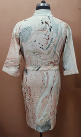 Unisex Marble Print Waffle Cotton Bathrobe- Free Size