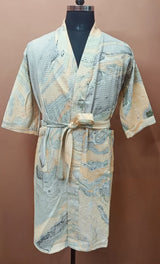 Unisex Marble Print Waffle Cotton Bathrobe- Free Size
