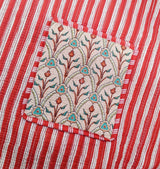 Handblock Printed Quilted Tote Bag without zip/button 17x18x 6 inches
