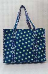 Handblock Printed Quilted Tote Bag without zip/button 17x18x 6 inches